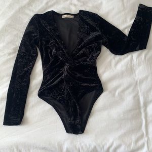Velour body suit, black